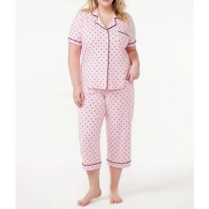 Joyspun Women's Size L (12-14) Notch Collar Top and Capris Sleep Set Pink NWT